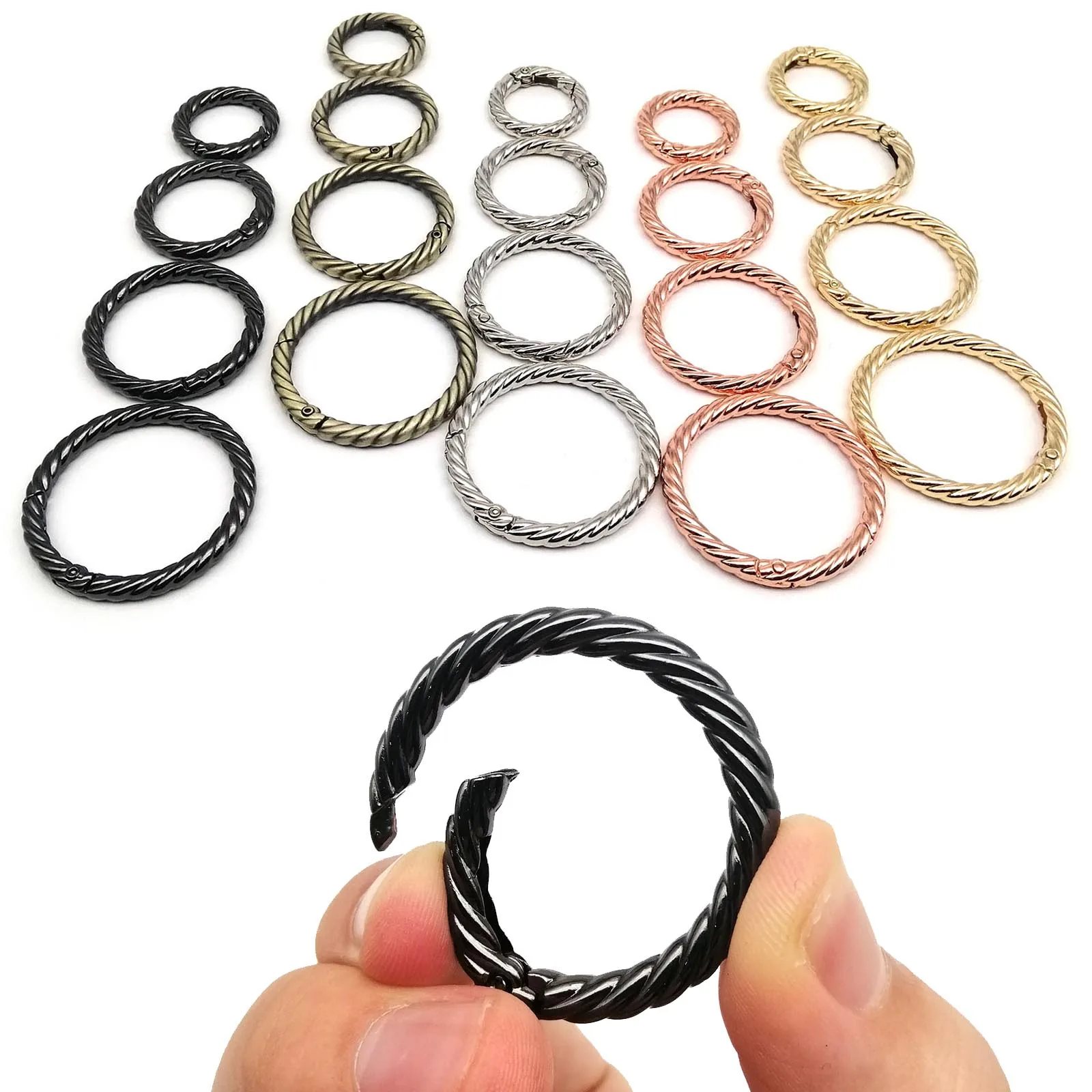 Twist Spring O Ring Openable Leather Bag Handbag Strap Buckle Connect Keyring Pendant Key Dog Chain Snap Clasp Clip Carabiner spring ring clasp,snap hook keychain rings,leather bag strap,snap hook,spring gate o ring