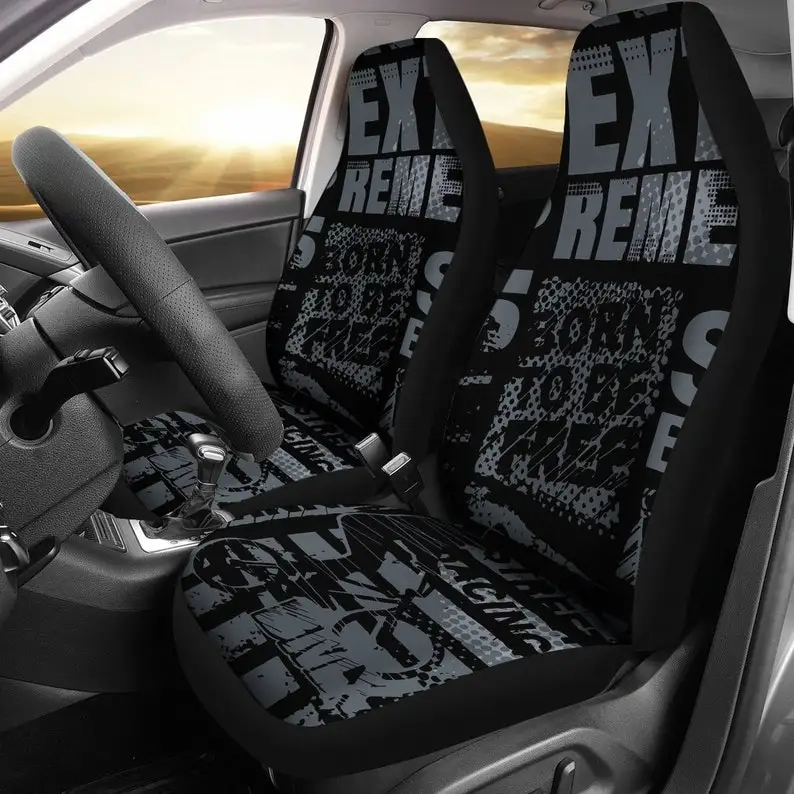 

Black Grey Extreme Sports X Games Car Seat Covers Pair, 2 Front Seat Covers, Car Seat Protector, Car Accessories