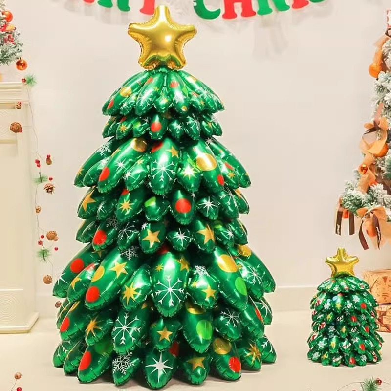 Christmas Tree Balloons 3D Standing Assemble Aluminum Film Balloon for Christmas Decorations Home New Year Party Decor Kids Gift