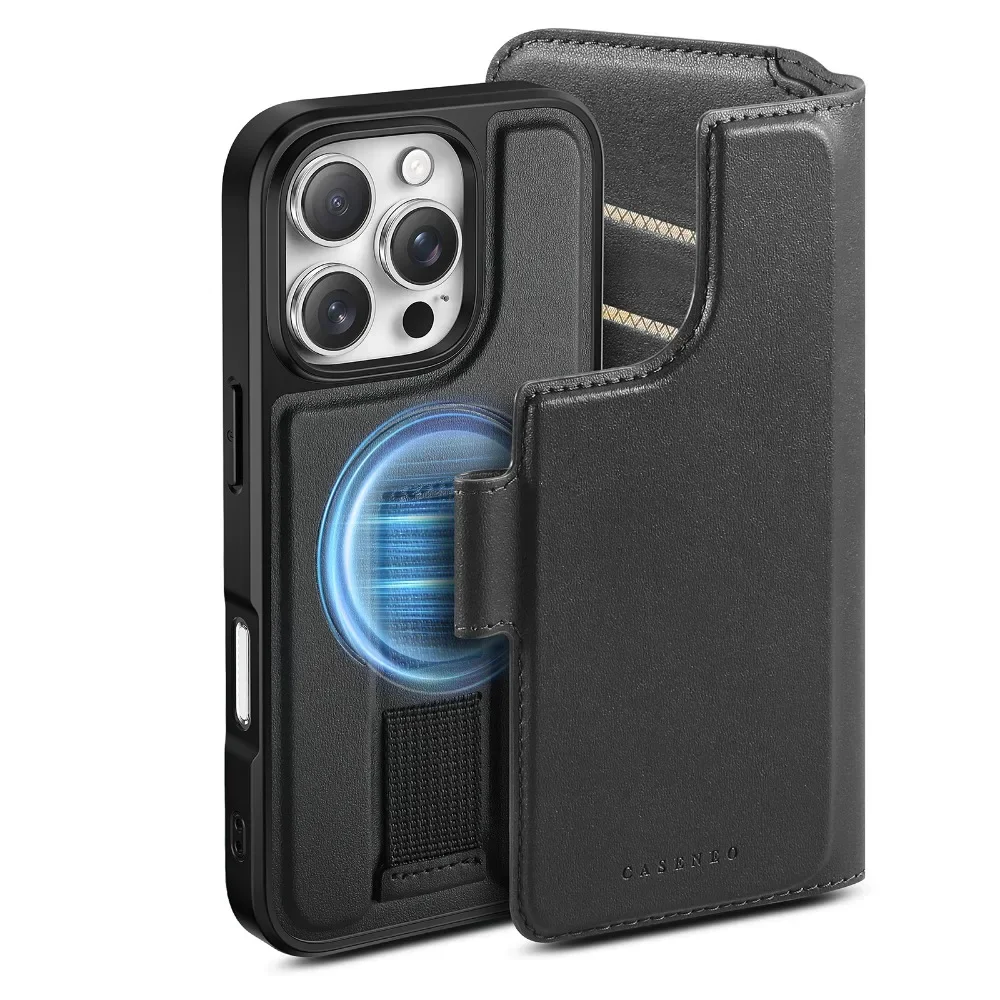 Detachable Magnetic Wallet with Card Holder and Flip Leather Protective Cover