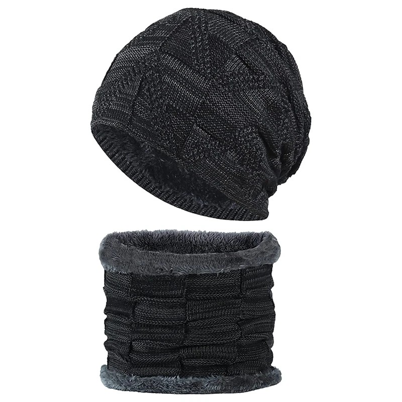 

Beanie Hat Men Women Warm Comfortable Winter Hat With Soft Plush Loop Scarf Hat Set