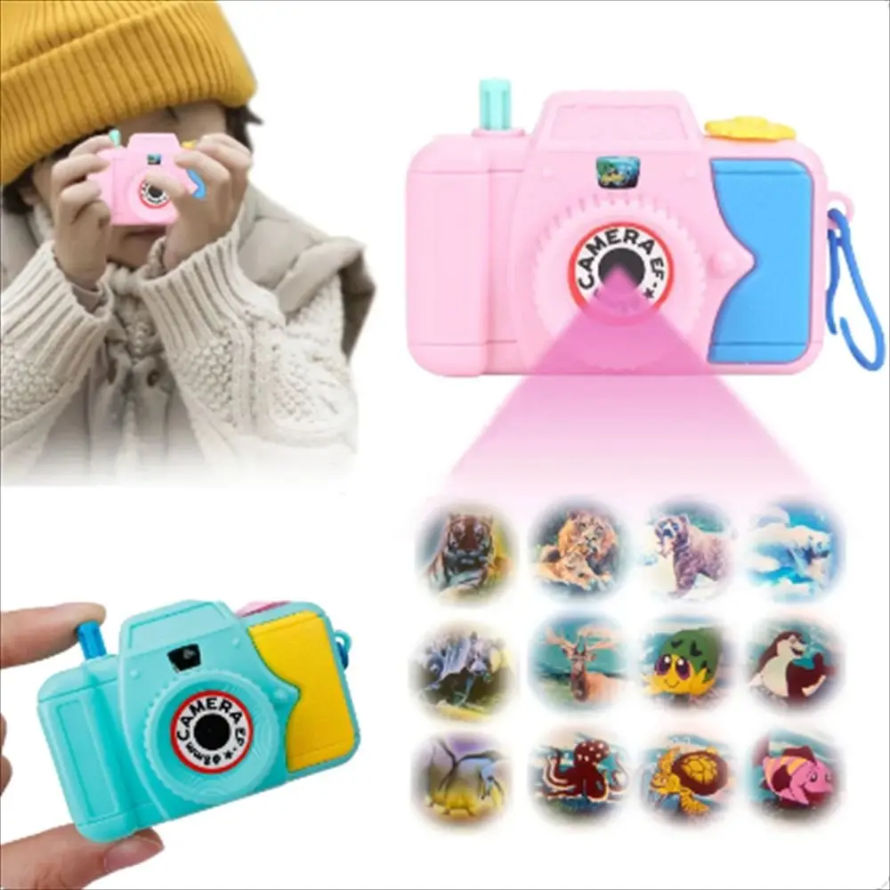 Camera Toys For Kids Birthday Party Favors Cartoon Animal Pattern Mini Projection Camera 2Pcs bzda creator retro mini camera 316f fy3 building blocks retro construction toys camera bricks birthday gifts for kids boys toys