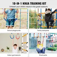 Outdoor Playset Equipment 2 x 60 ft Weatherproof Slacklines Ninja Warrior Obstacle Course for Kids 2