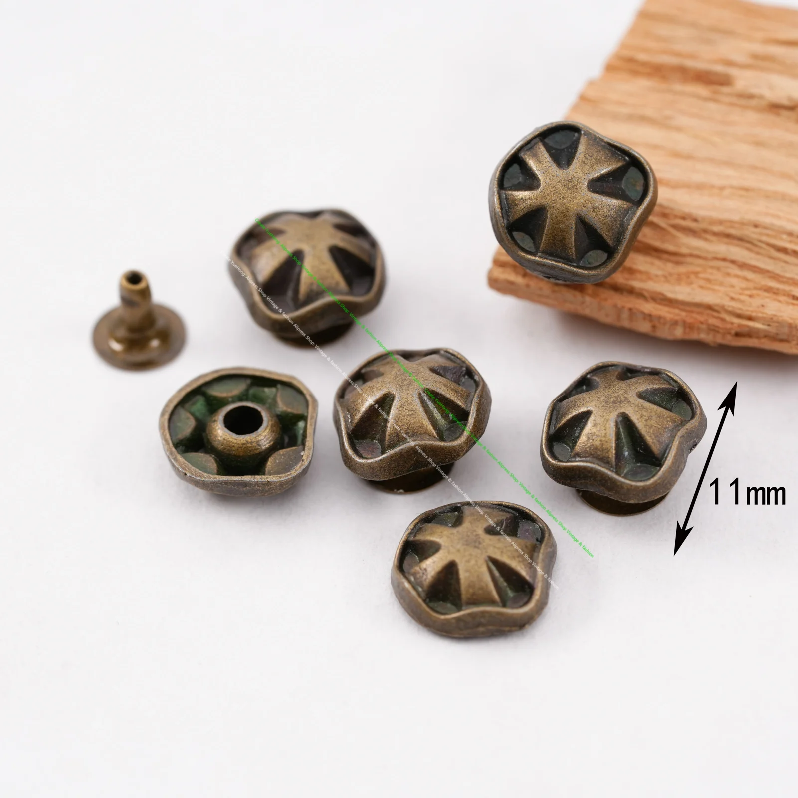 11mm Pkg von 50 BRONZE-TON Blume Metall Rivet Studs Conchos Leder Handwerk Dekor