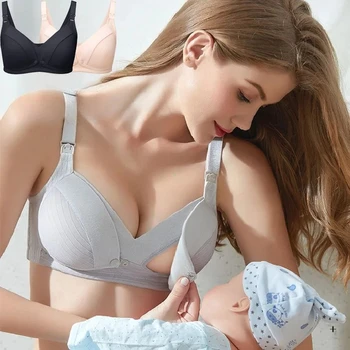 Front Button Maternity Nursing Bra Adjustable Mama Open Breast Bra Cotton Wire Free Sleep Underwear Lactating Nursing Bralettes 1