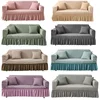 Sofa Cover for Living Room Thick Ruffled Seersucker Elastic L Shaped Corner Sofa Cover 1/2/3/4 Seater Cover for Sofa 2