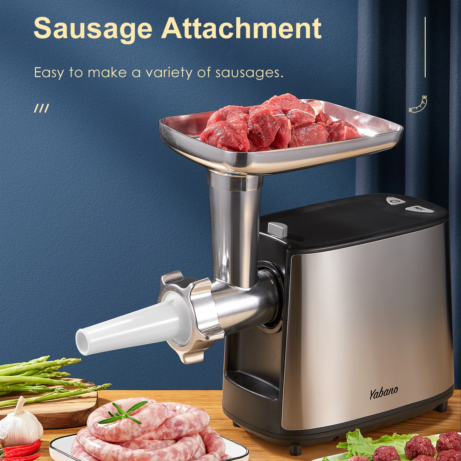 Electric Meat Grinder, Heavy Duty Meat Mincer, Sausage Stuffer Maker, Food Grinder with Sausage & Kubbe Kit, 2 Grinder Plates 6