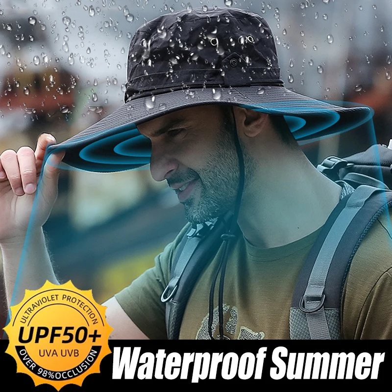 Drawstring Sun Hats Dual Purpose Summer Sunscreen Wide Brim Visor
