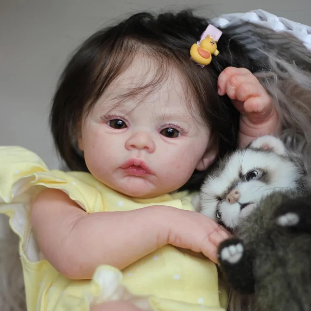 

18inch Full Body Vinyl Bebe Reborn Girl Doll Meadow Newborn Baby Size Handmade Hand-root Hair 3D Painted Visible Veins Baby Doll