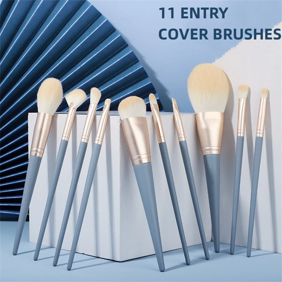 Description Picture 2 of item10/13Pcs Blue Soft Fluffy Makeup Brushes Set for cosmetics Foundation Blush Powder Eyeshadow Kabuki Blending Makeup beauty tool