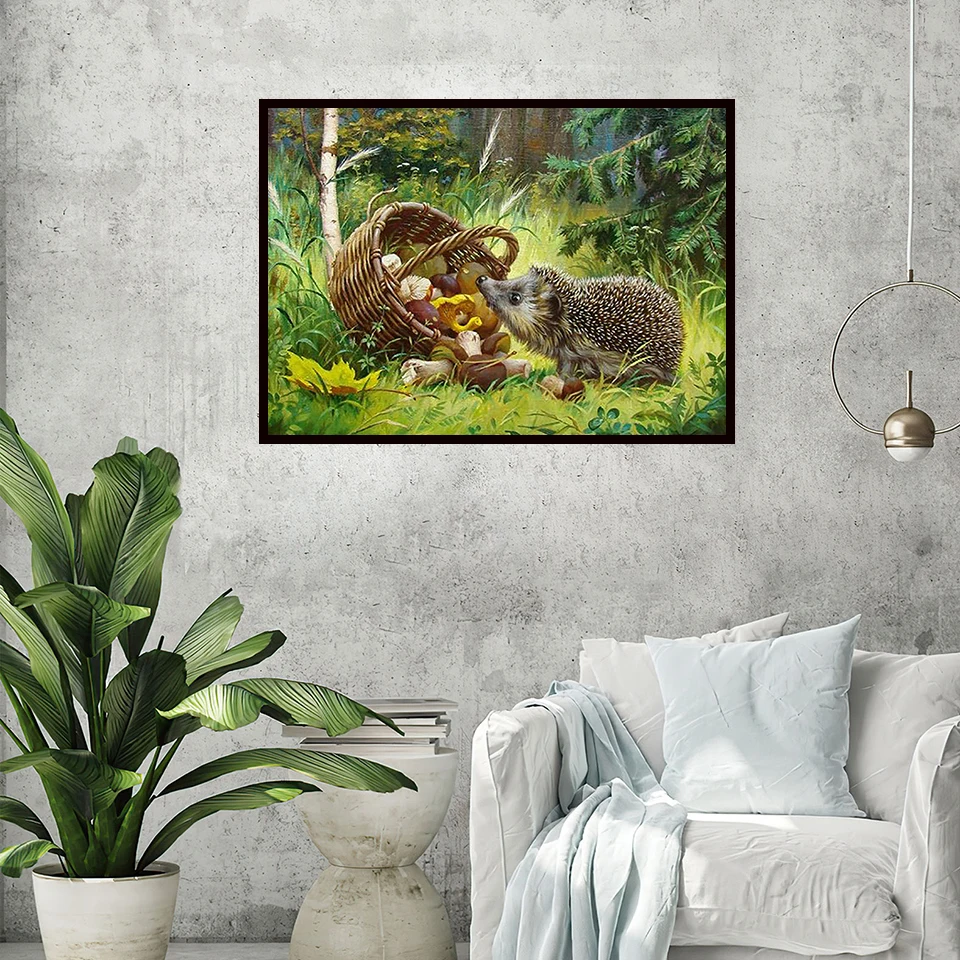 Diamond Painting Evershine Diamond Painting Full Drill Square Animals Hedgehog Diamond Embroidery Scenery Cross Stitch Kit Mosaic Crystal