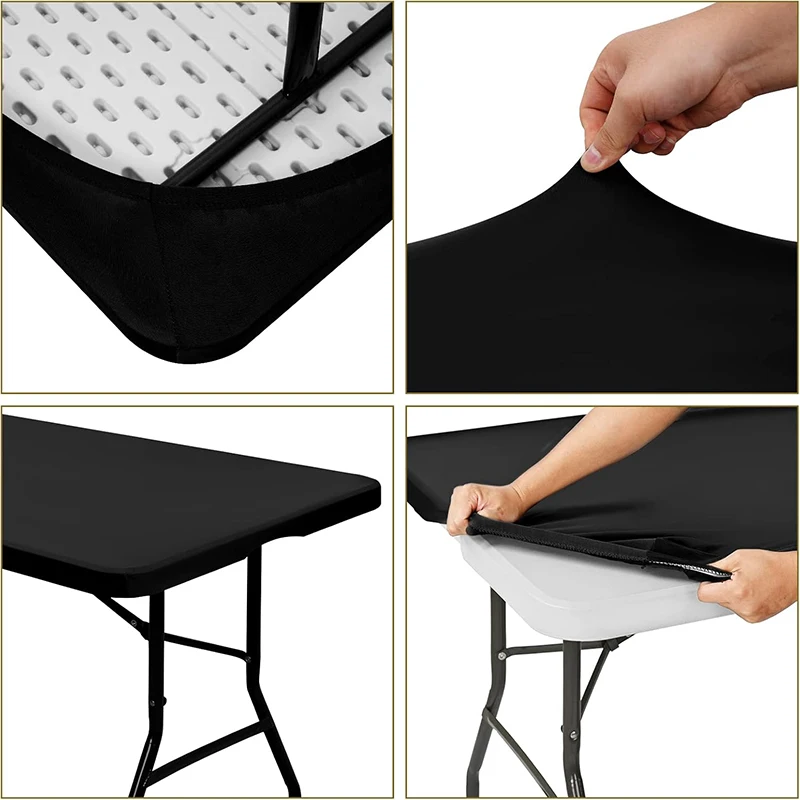 LMETJMA Elastic Fitted Rectangle Tablecloth – Washable Polyester Cover for 6 Ft Tables 5