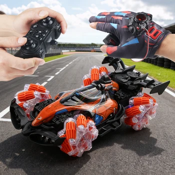 Colorful lights spray stunt racing 4WD shift 2.4G wireless gesture induction racing race remote control toy car