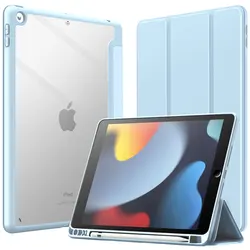 iPad 10.2 - Inch Protective Case with Pencil Holder and Accessories (Ice Blue)