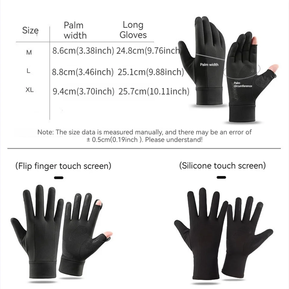 LOOGDEE Warmth Cycling Gloves Winter Flip Finger Touch Screen Outdoor Windproof Anti-slip Running Climbing Warm Ski Inner Gloves 6