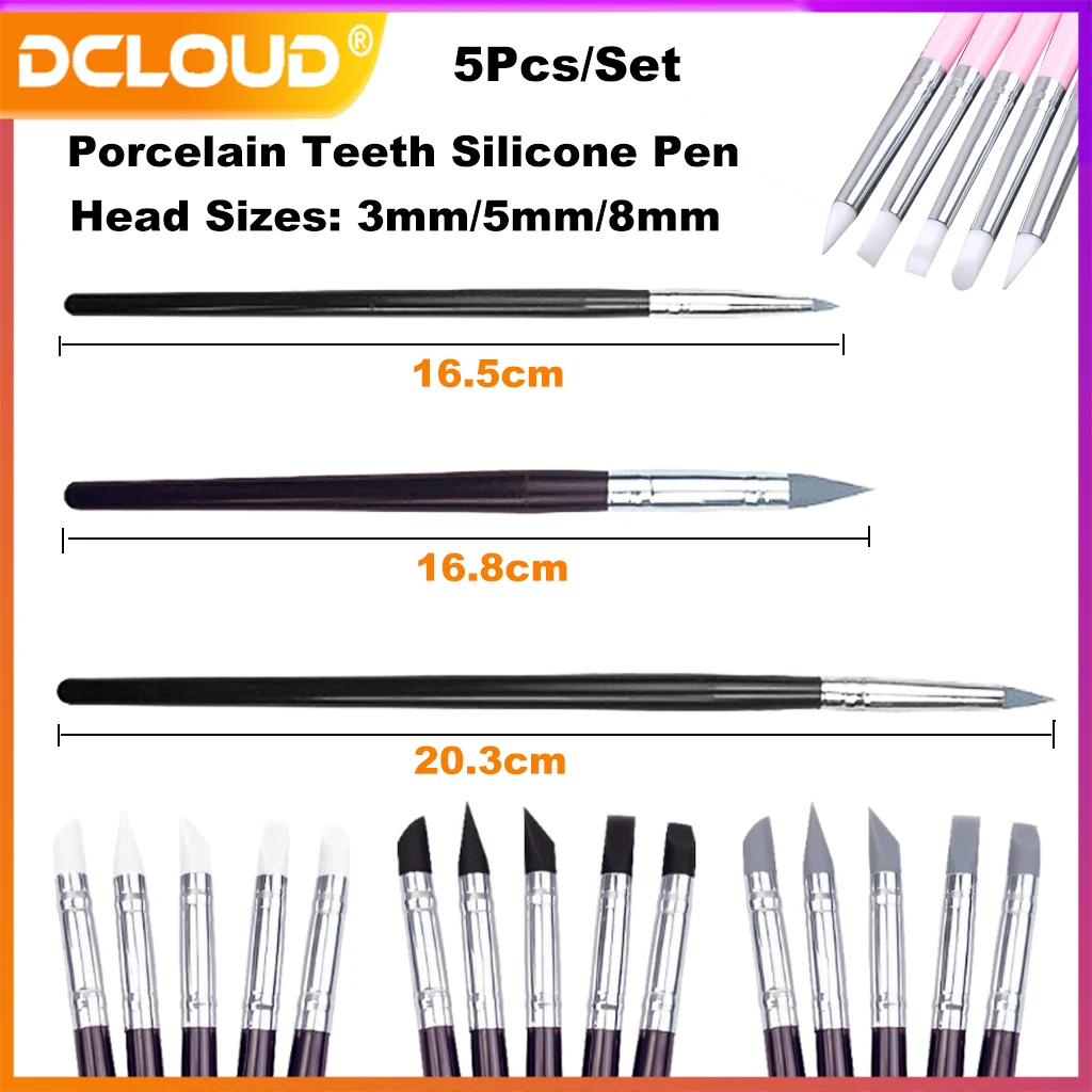

5Pcs/Pack Dental Resin Brush Pens Shaping Silicone Tooth Tool Teeth Whitening For Adhesive Composite Cement Porcelain