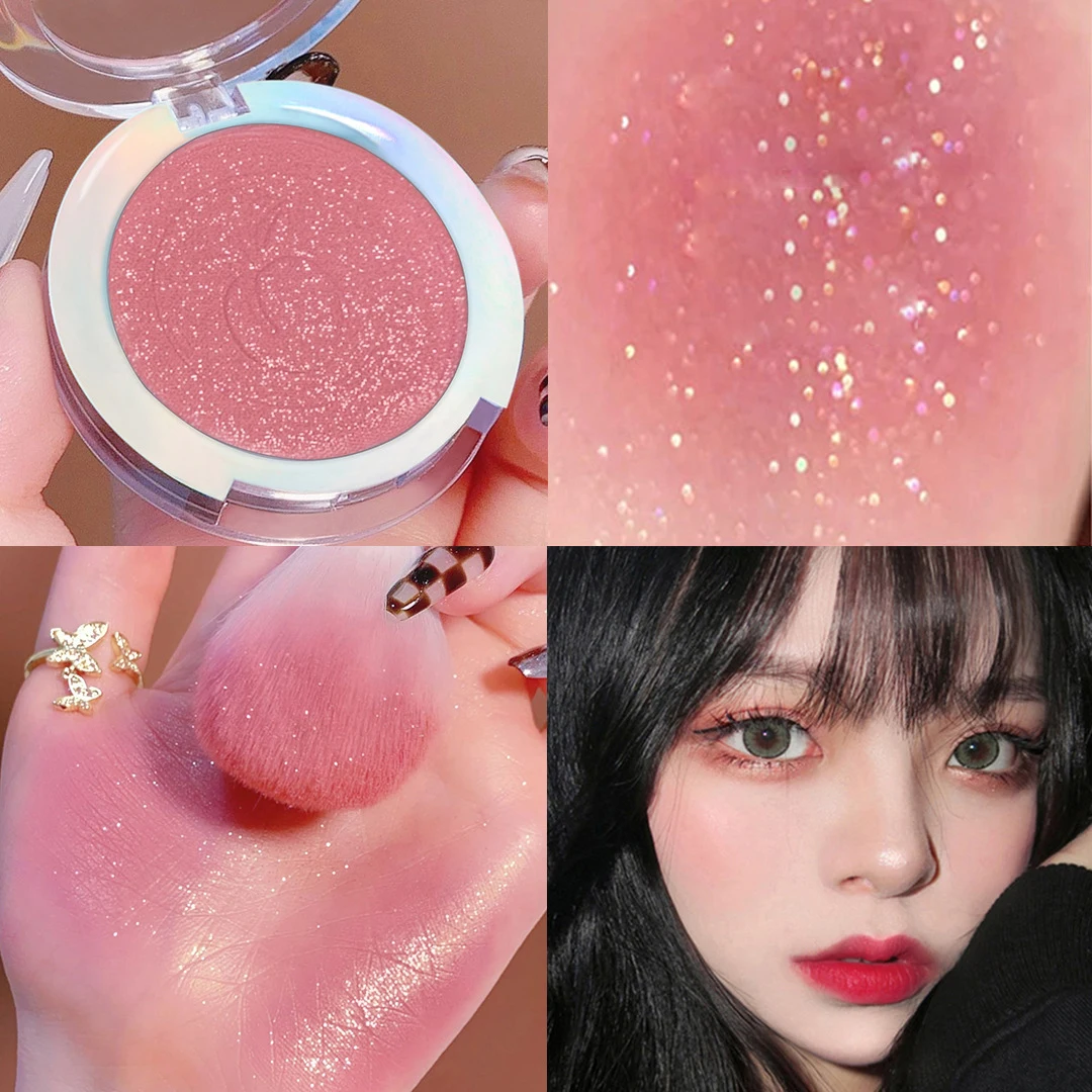 Peach Pink Shimmer Blush Powder Palette Apricot Orange Cheek Rouge
