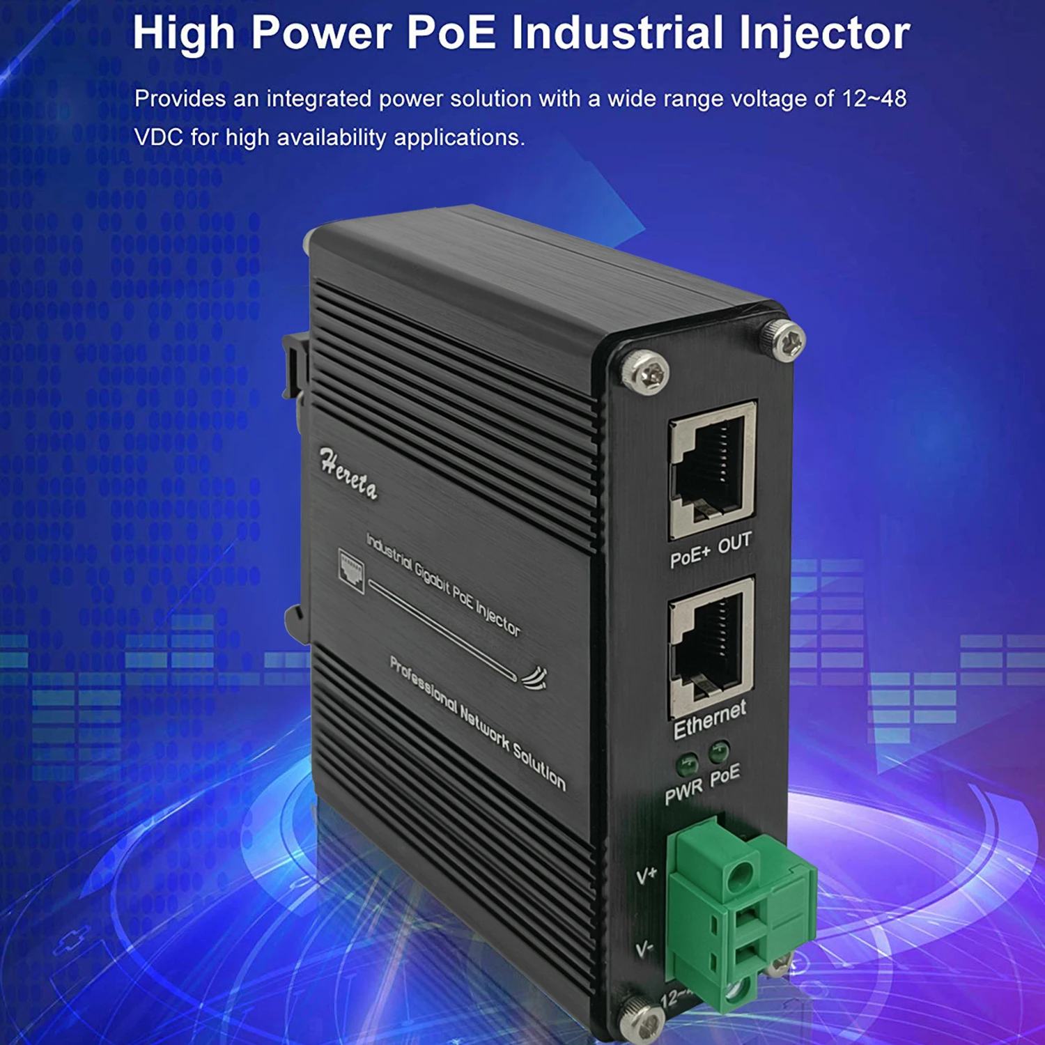 산업용 30W/60W 2.5/5/10 기가비트 PoE 인젝터 IEEE802.3 af/at 10/100/1000Mbps 이더넷 PoE 인젝터 DIN 레일 벽걸이형