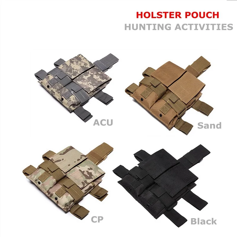 Tactical Drop Leg Magazine Pouch for AK AR AR15 5.56mm Double 5.56mm Mag Holster Thigh Drop Magazine Bag Hunting Pack