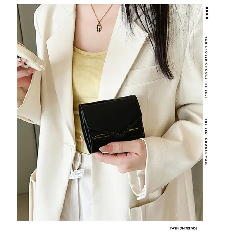 Holder Purse Women Simple Fashion Lady Card Bag Fashion Pu Bright Surface Leather Small  Pure Color Holder Holiday Advanced Gift