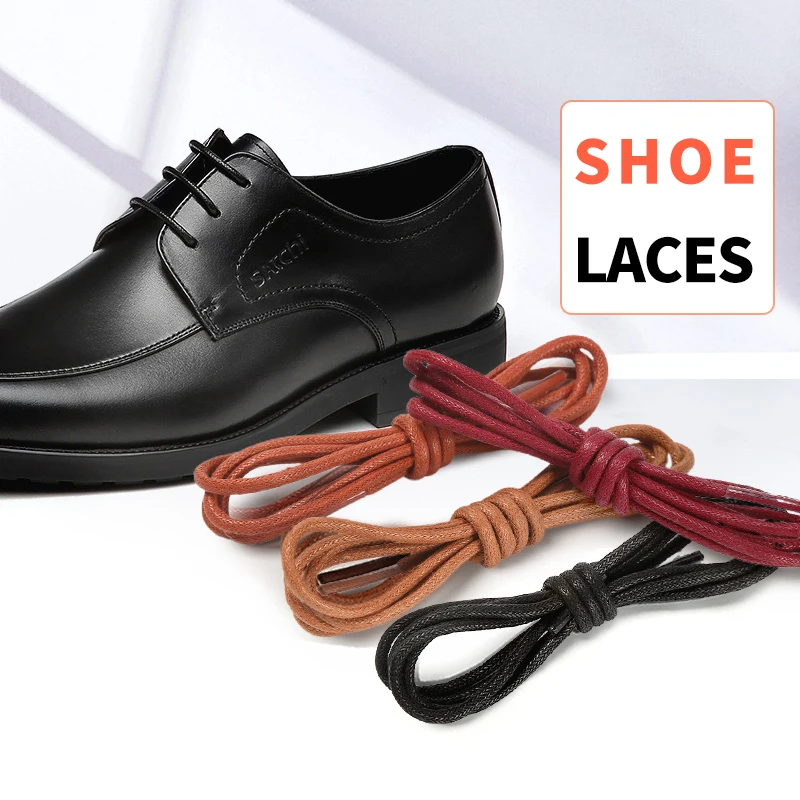 Cotton Waxed Shoelaces Round Oxford Shoe laces Boots Laces Waterproof Leather Shoelace Length 60