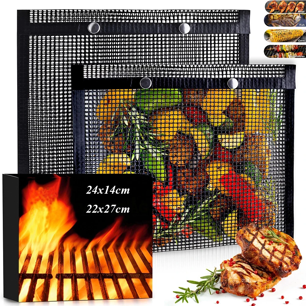 

BBQ Grill Mesh Bag, Reusable Non-stick Barbecue Baking Isolation Pad, Outdoor Picnic Camping Kitchen Tools, Barbeque Accessories