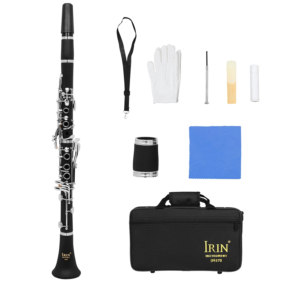 IRIN IN570 Clarinet Falling Tune B Rubberwood 17 Key Ring 6 Key White Copper Clarinet Dual Adjustment Level Examination