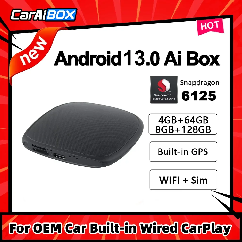 CarAiBOX 2023 Android11 Carplay AI Box Streaming Box 4GB 64GB GPS integrato Wireless Carplay Android Auto Multimedia Android Box