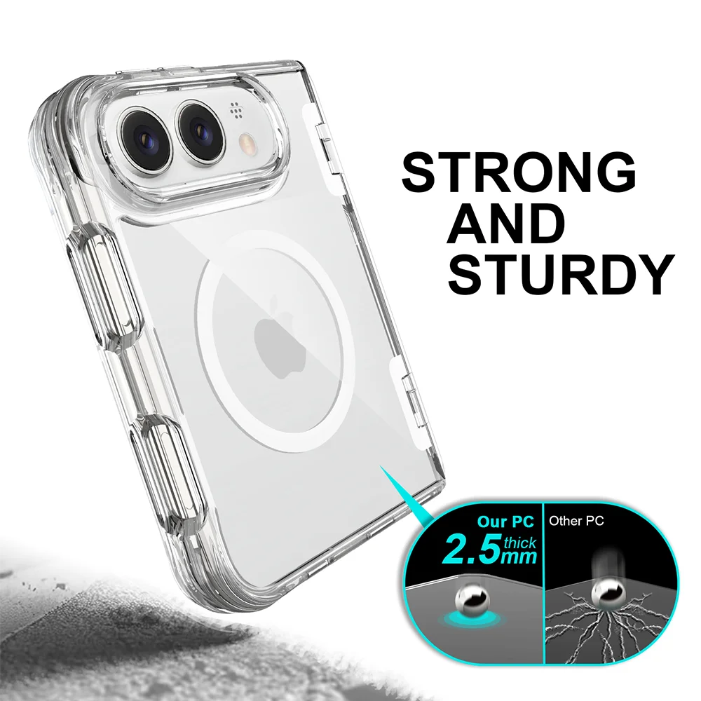 Crystal Clear Magnetic Phone Case with Magsafe Wireless Charging and Folding Bumper Cover