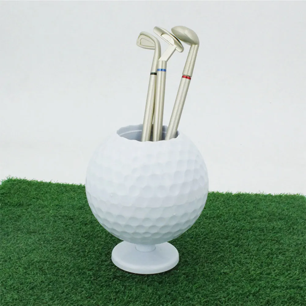 1pc Golf Ball Model Pen Holder, 3 Pcs Golf Ballpoint Pens, Golf Desktop Gift Mini Golf Ball Pen Holder,Souvenir, For Golfer 5