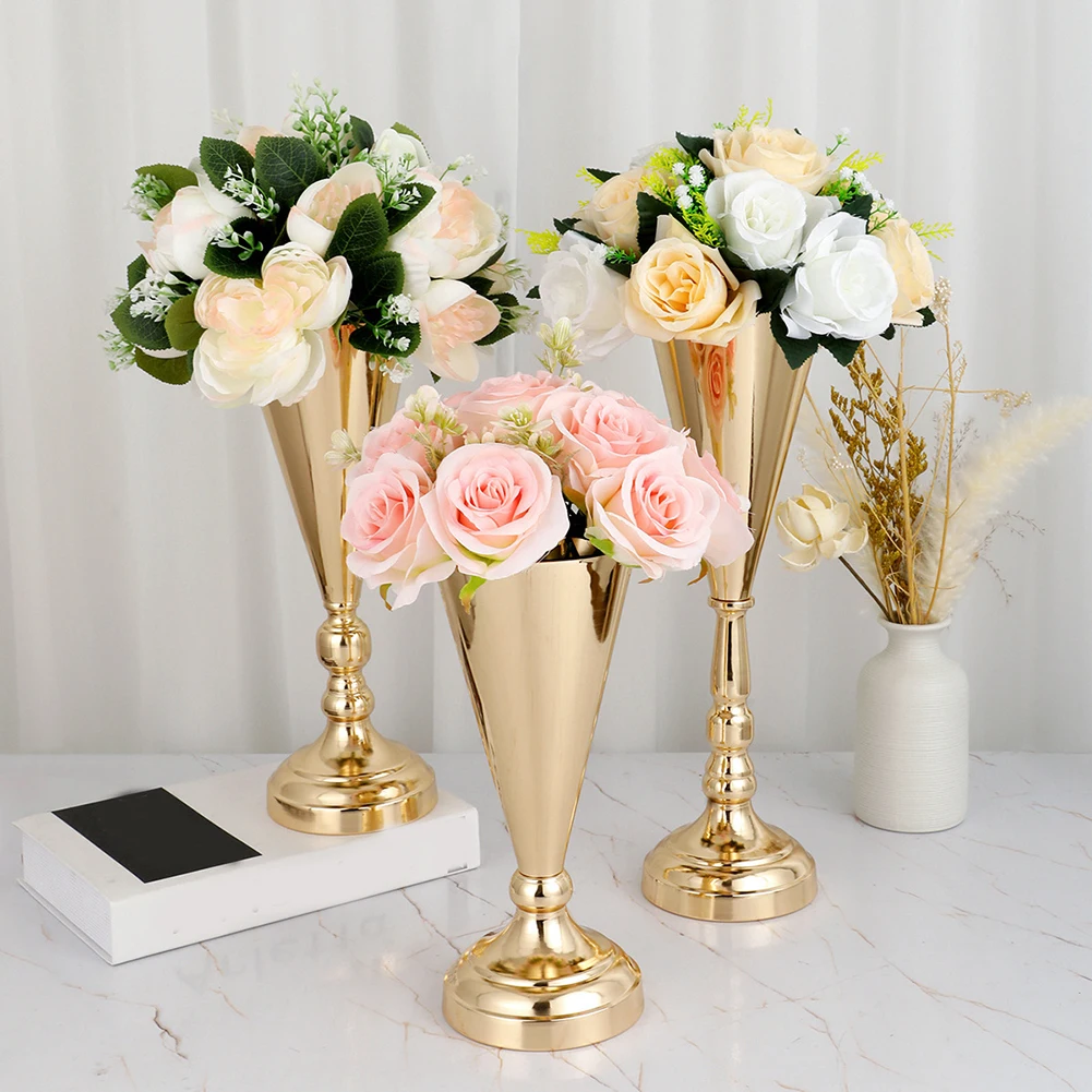 

European Luxury Metal Flower Stand Table Vase Wedding Centerpiece Ornament Decor Home Festival Decoration