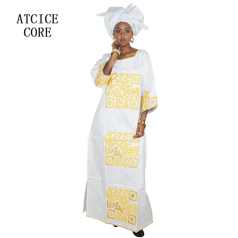 African Dresses for Woman Bazin Riche Computer Emboridery Plus Size Long Dress