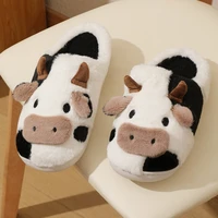 New winter neutral cartoon cow warm plush slippers for couples, indoor anti slip home slippers for men and women, home cotton sh - Image 5