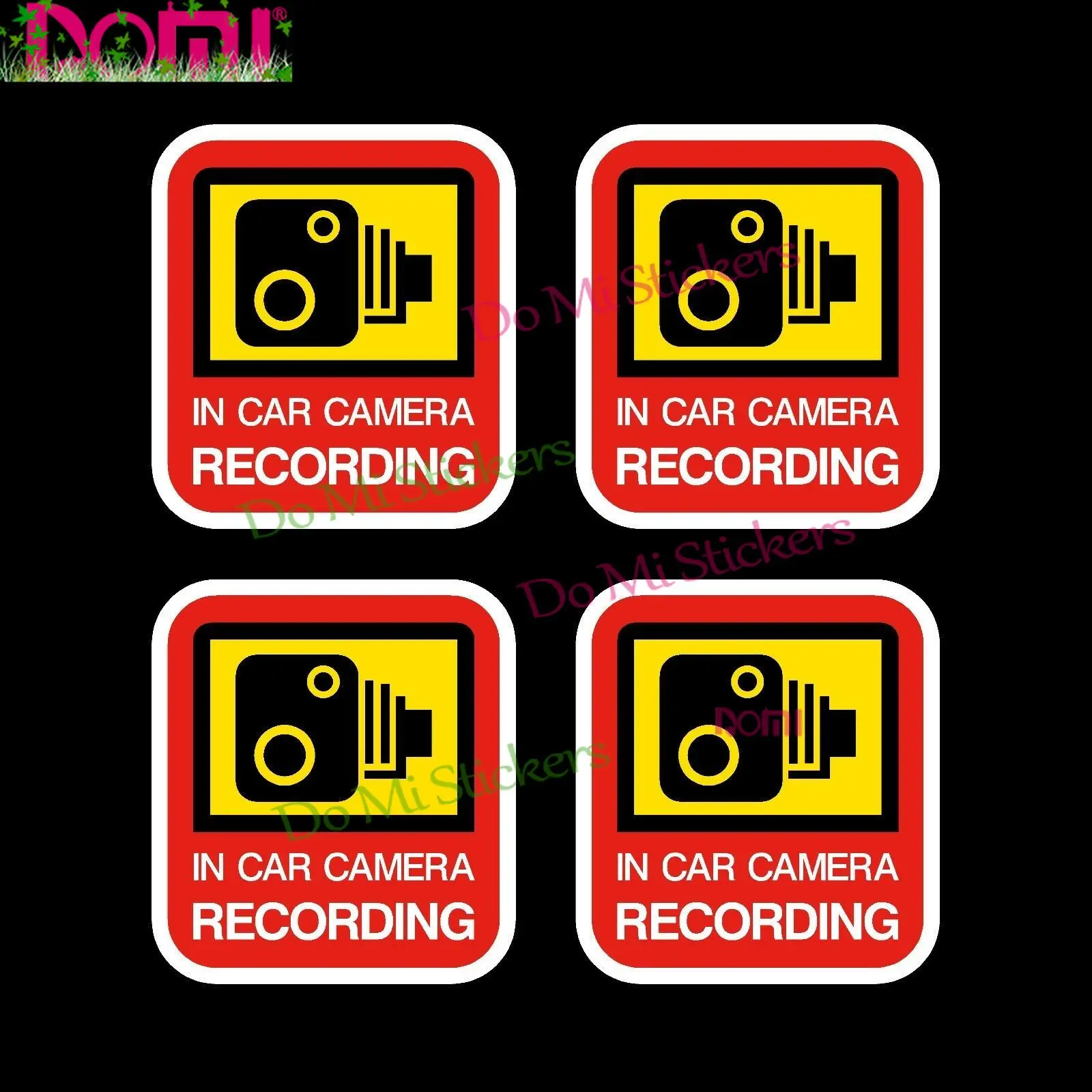 Video Warning 4x CCTV In Car Camera Recording Sticker 45x50mm Dashcam 