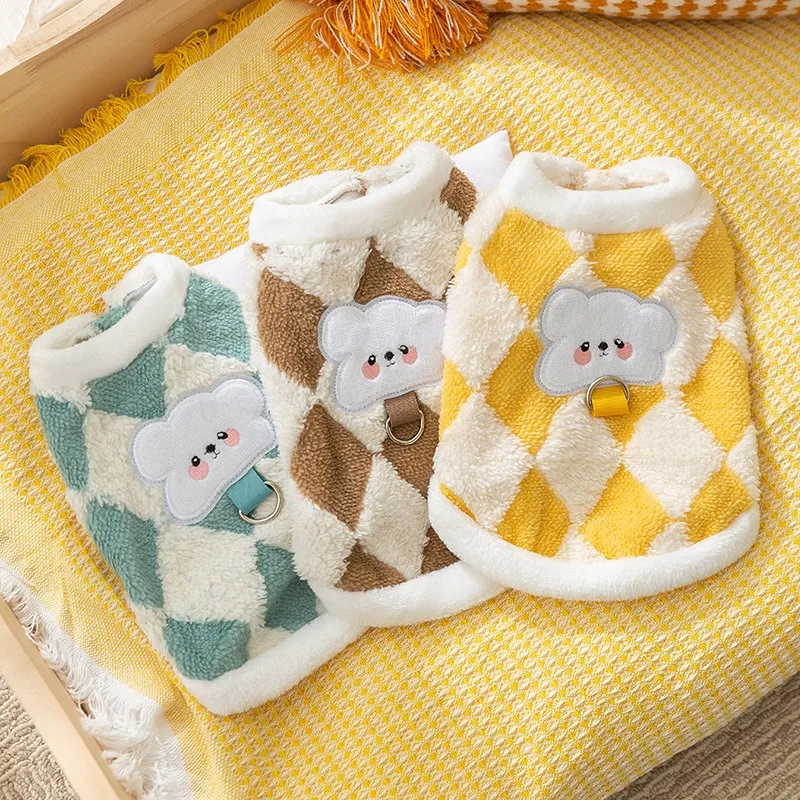 Dog Cute Cartoon Diamond Jacket Patch Bear Traction Fleece Coat Cat Teddy Winter Clothes Bichon Warm Clothes Pet Supplies 1