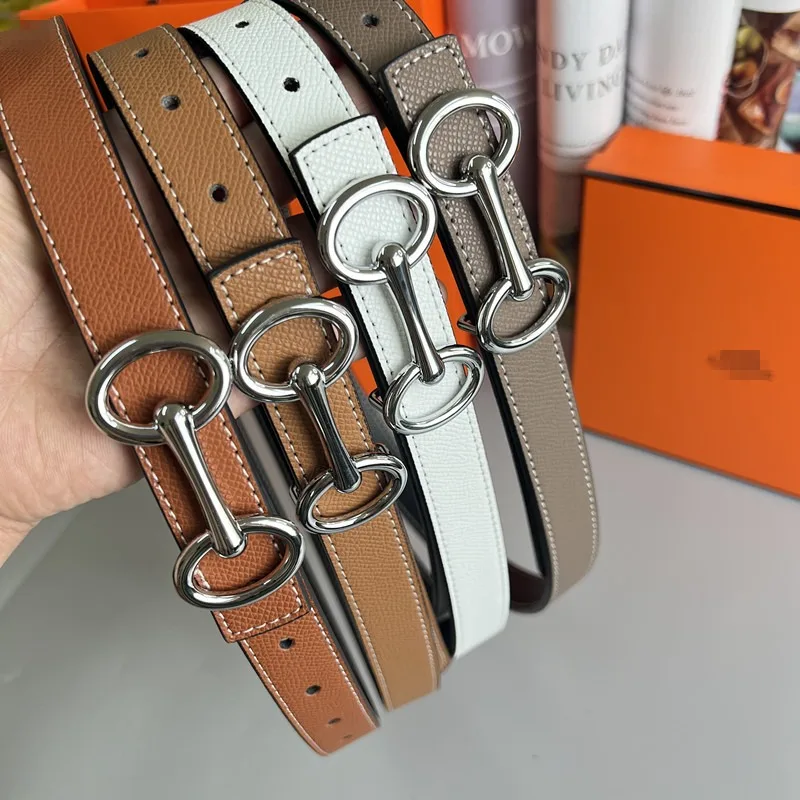 

New Luxury Leather Smooth Buckle Women's Cowhide Thin Belt 2.5cm Simple and Fashionable Instagram Style Belt