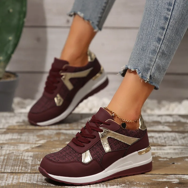 Women's Casual Sports Shoes Plus Size Fashion Comfortable Wedge Sneakers Woman Spring Autumn Thick Sole Non Slip Running Shoes