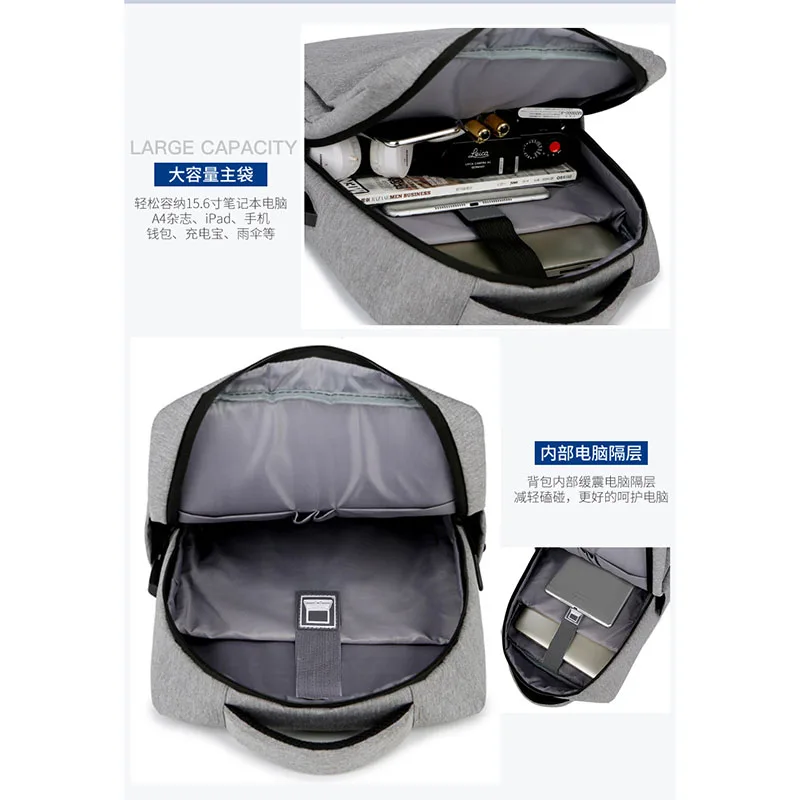 Shoulder bag Backpack for male college students Multifunctional charging knapsack Laptop bag