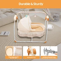 Berceau électrique pour bébé de 0 à 18 mois, balançoire automatique avec télécommande et musique, capacité de 25KG/55LBS, couffin pliable pour bébé 3