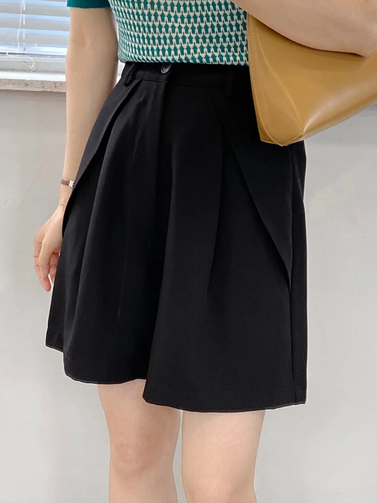 [LANMREM] Minimalism High Waist Suits Shorts For Women Solid Straight Office Lady Loose Clothing 2024 Summer New 26D8938