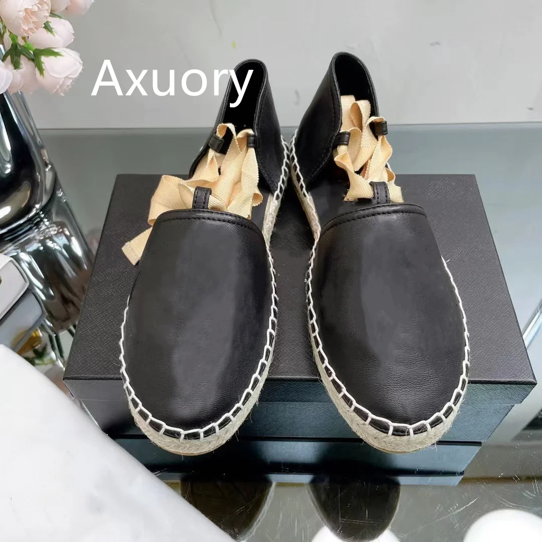 2023 New Women's flat bottomed fisherman's shoes Solid Color Genuine Leather Cowhide embroidery Solid Color High Quality