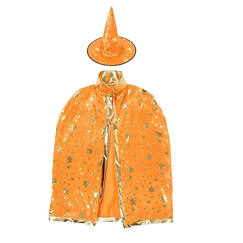 Halloween Costume Cloak & Hat Set for Kids – Witchy Cosplay Outfit with Five-Star Design
