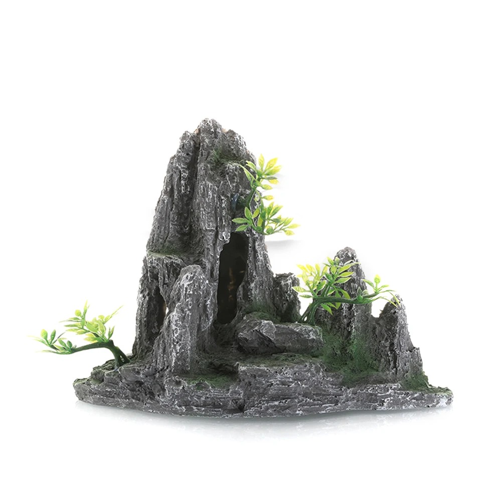 

Aquarium Decoration Simulation Rockery Fish Tank Landscaping Stone Ornament Artificial Resin Mountain Fish Hiding Cave Stone