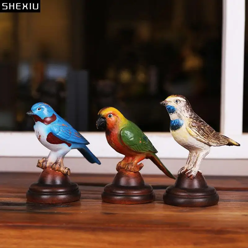 

Моделированная птица, статуя воробей, эстетическое украшение для комнаты, настольное украшение, окрашенная птица, скульптура, орнамент из смолы, Современный домашний декор