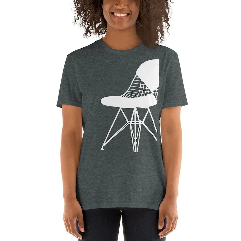 Eames Wire Base Chair Mid Century Design Moderno T Shirt Maniche Lunghe O Corte