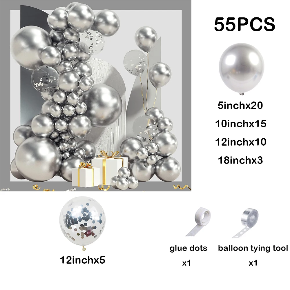 Kit Arche Ballons - Or/Chrome (55 pcs.) 