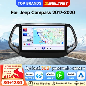 OSSURET Envío Rápido Radio de Coche Android 14 de 10.1 Pulgadas 2 Din para Jeep Compass 2017-2020 con CarPlay Inalámbrico, Android Auto, Navegación GPS, Autoradio con Snapdragon 6115, Bluetooth, Manos Libres, Pantalla Táctil, RDS, FM, DSP, Audio, SWC Opcional, 360 °   Reproductor Multimedia para Auto con Cámara 1