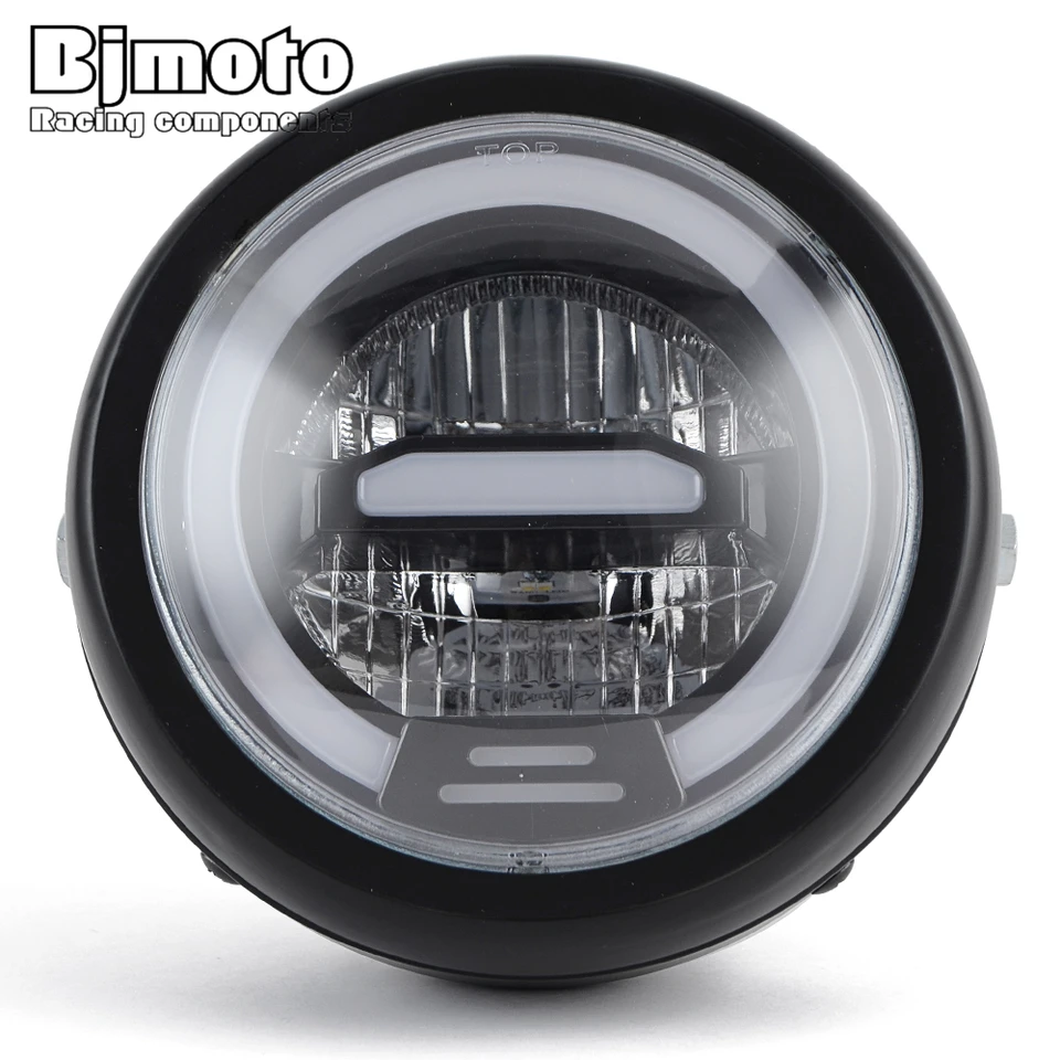 Phare LED Rond Universel Pour Moto - Diamètre 5.75 Pouces, 12-30V, Pour Harley Sportster, Cafe Racer, Suzuki