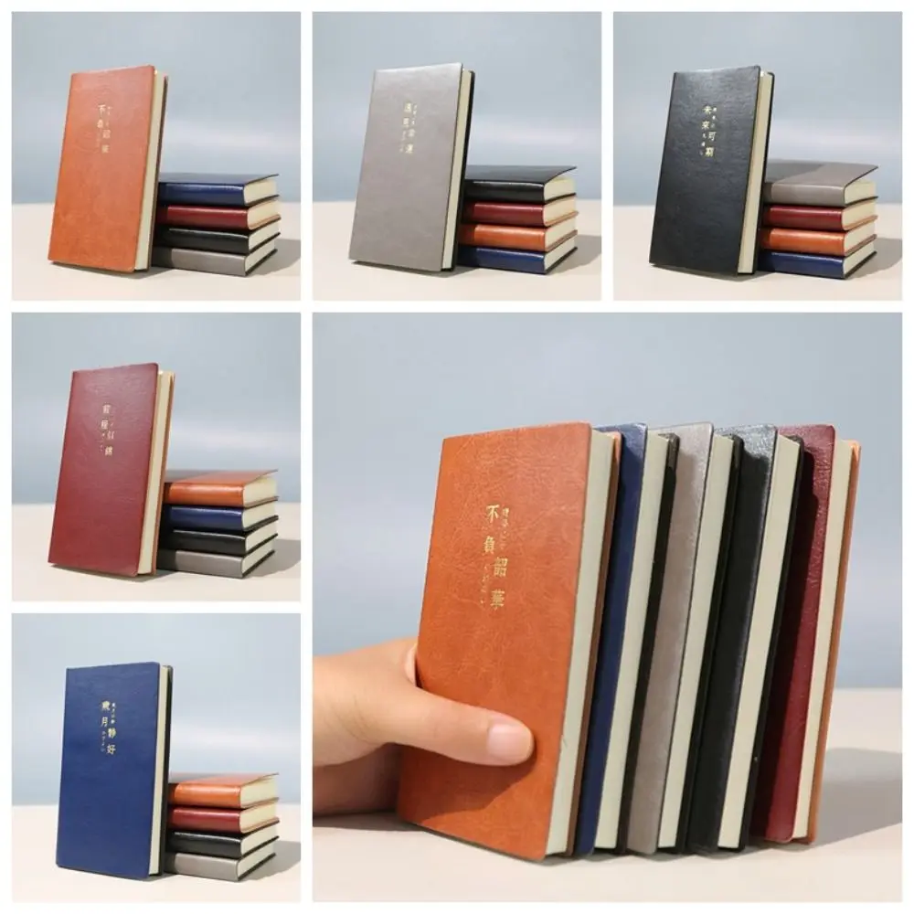 

Memo Diary Planner A7 Mini Notebook 5 Color Word Book Agenda Organizer Pocket Notepad Scrapbooking PU Cover Office Supply