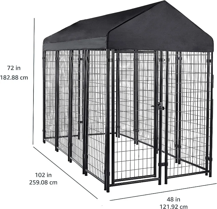 Welded Rectangular Outdoor Secure Wire Crate Kennel for Cat Dog Large Black 102 x 48 x 72 Inches Large outdoor wire kennel